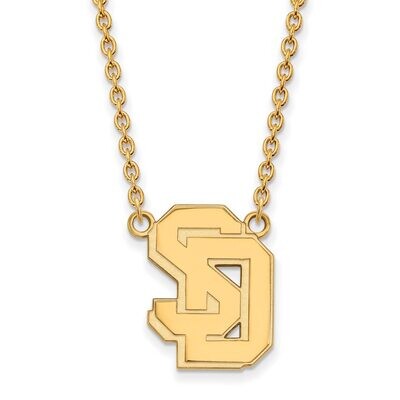 University of South Dakota Large Pendant with Chain Necklace Gold-plated Silver GP010USD-18, MPN: G…