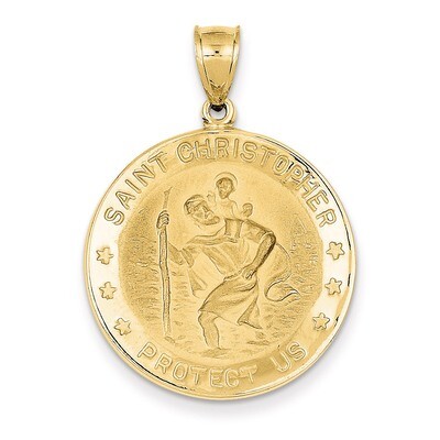 Saint Christopher Hollow Medal Pendant 14k Gold M1485, MPN: M1485, 637218038763