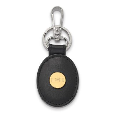 Louisiana State University Black Leather Oval Key Chain Gold-plated Silver GP090LSU-K1, MPN: GP090L…