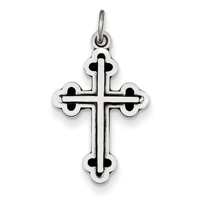 Budded Cross Charm Antiqued Sterling Silver QC5865, MPN: QC5865, 886774111766