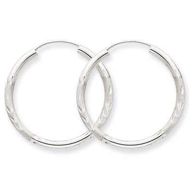 2mm Diamond-cut Endless Hoop Earrings 14k White Gold XY1202, MPN: XY1202, 883957299877