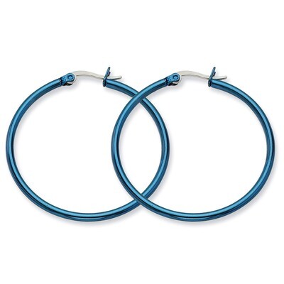 Blue IP plated 42mm Hoop Earrings - Stainless Steel SRE426 by Chisel, MPN: SRE426, 886774039510