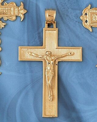 Dazzlers Jewelry Jesus Christ on Cross Pendant Necklace Charm Bracelet in Yellow, White or Rose Gol…