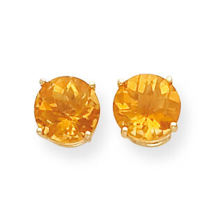 8mm Citrine Checker Post Earrings 14k Gold XE75CC, MPN: XE75CC, 883957098838