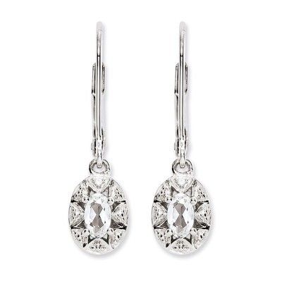 April White Topaz Earrings Sterling Silver Diamond QBE10APR, MPN: QBE10APR, 886774187372
