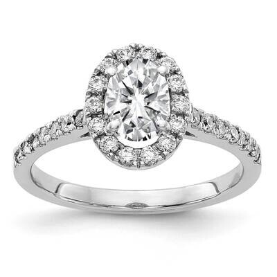 1 1/3ct. G H I True Light Oval Halo Moissanite Engagement Ring 14k White Gold RM4453E-140-WMT, MPN:…