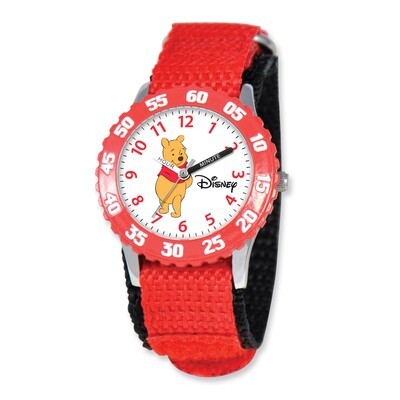 Disney Pooh &amp; Friends Winnie Red Velcro Band Time Teacher Watch XWA3608, MPN: XWA3608, 843231060227