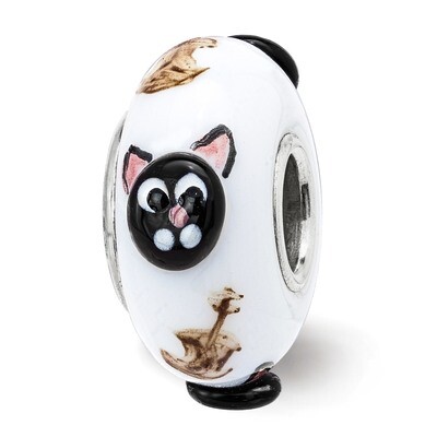 Hey Diddle Diddle Fenton Glass Bead Sterling Silver Hand Painted QRS3873, MPN: QRS3873, 19727657909