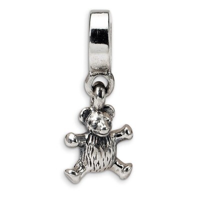 Teddy Bear Dangle Bead - Sterling Silver QRS490, MPN: QRS490, 883957723945