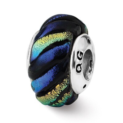 Rainbow Swirl Dichroic Glass Bead - Sterling Silver QRS1806, MPN: QRS1806, 883957310107
