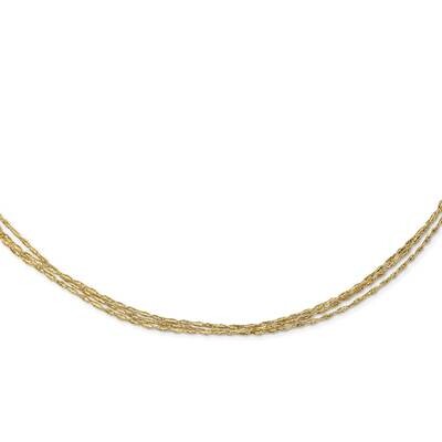 Three Strand Twisted Stretch Mesh Necklace 14k Gold SF2740-17.5, MPN: SF2740-17.5, 191101982514
