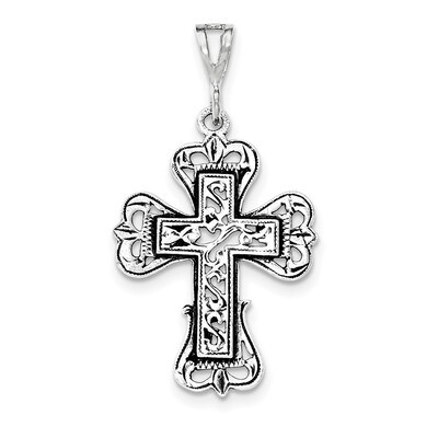 Antiqued S Design Cross Pendant Sterling Silver QC8225