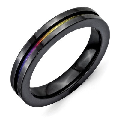 Black Ti Multi-Colored Anodized 4mm Polished Band Titanium TB405-12