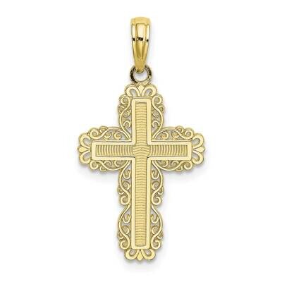 Lace Trim Cross Charm 10k Gold Textured 10K8431, MPN: 10K8431, 63721816282