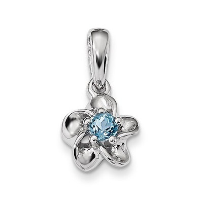 Floral Blue Topaz Pendant Sterling Silver Rhodium-plated QBPD30BT, MPN: QBPD30BT, 883957351209