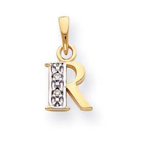 Polished .01ct Diamond Initial R Charm 14K Gold &amp; Rhodium YC250R, MPN: YC250R, 883957323541