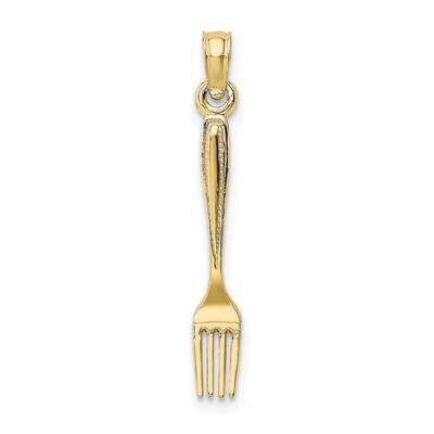 3-D and Polished Table Fork Charm 10k Gold 10K7345, MPN: 10K7345,