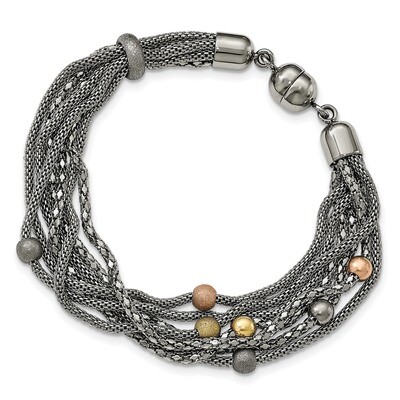 Rose and Yellow IP-plated Mesh Bracelet Stainless Steel SRB2128-7.75 by Chisel, MPN: SRB2128-7.75, …
