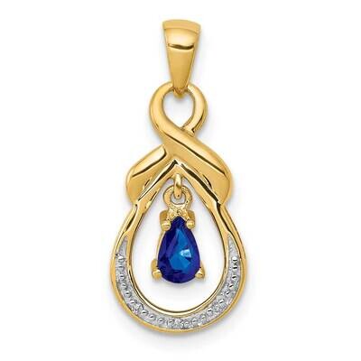 Sapphire and Diamond Dangle Pendant 14k Gold PM5291-SA-001-YA, MPN: PM5291-SA-001-YA, 883957520414