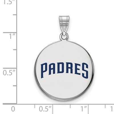 MLB San Diego Padres Large Disc Pendant Sterling Silver Rhodium-plated SS025PAD, MPN: SS025PAD, 886…