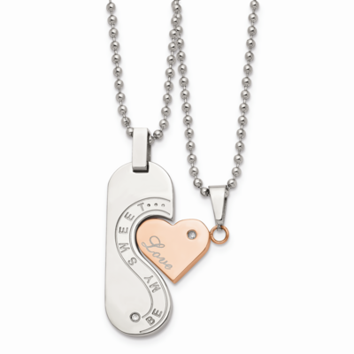 Pink IP-plated Necklace Set Stainless Steel Polished SRN595-22 by Chisel, MPN: SRN595-22, 886774041…