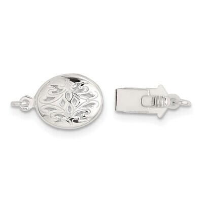 9.9 x 8.0mm Oval with Heart Design Clasp Sterling Silver SS4813, MPN: SS4813,