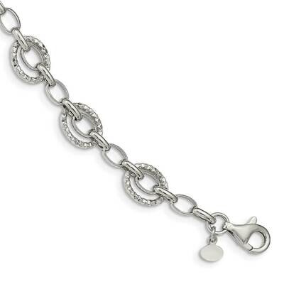 Polished &amp; Hammered Bracelet Sterling Silver Rhodium Plated QG4841-7.5, MPN: QG4841-7.5, 1969041640…