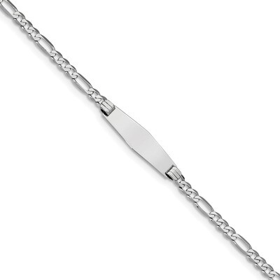 7 Inch Figaro Link Soft Diamond Shape ID Bracelet 14k white Gold FG100IDCW-7, MPN: FG100IDCW-7, 883…