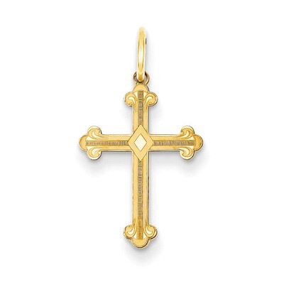 Laser Designed Cross Charm 14k Gold XR968, MPN: XR968, 886774072883