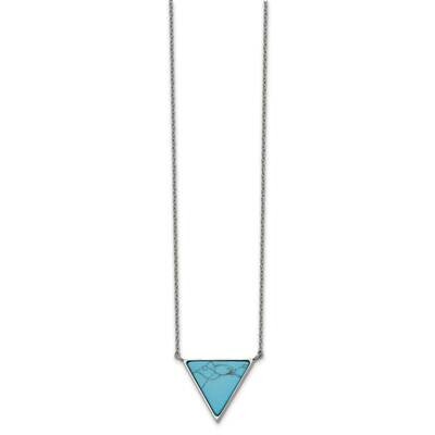 Reconstructed Howlite Triangle 2 Inch Ext. Neckla Stainless Steel Polished SRN2728-18 by Chisel, MP…