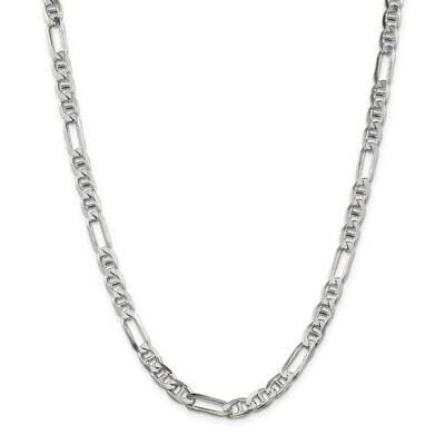 6.5mm Figaro Anchor Chain 28 Inch Sterling Silver QAF180-28, MPN: QAF180-28,