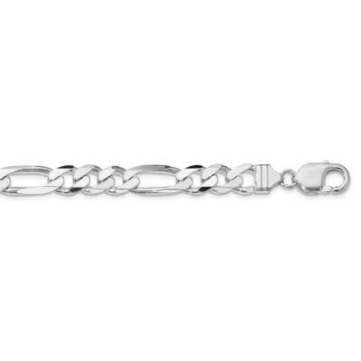 9mm Figaro Chain 22 Inch Sterling Silver Rhodium-Plated QFG250R-22, MPN: QFG250R-22,