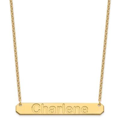 Large Polished Arial Rounded Bar Necklace Gold-plated Sterling Silver XNA1242GP, MPN: XNA1242GP,
