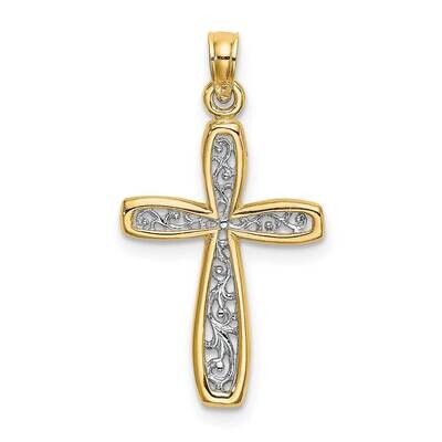 Filigree Cross Charm 14k Gold Rhodium K9149, MPN: K9149, 637218054992