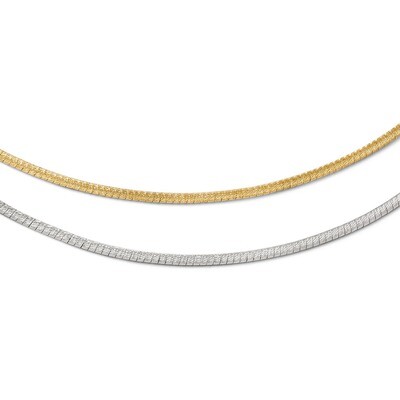 Leslie&#39;s Rhodium Reversible Adjustable Omega Chain 16 Inch - 14k White Gold HB-2889-16, MPN: 2889-1…