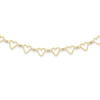 Oval Cable with Open Flat Hearts Necklace 16 Inch 14k Gold SF2007-16, MPN: SF2007-16, 886774300269