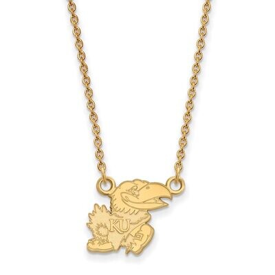 University of Kansas Small Pendant with Chain Necklace Gold-plated Silver GP057UKS-18, MPN: GP057UK…