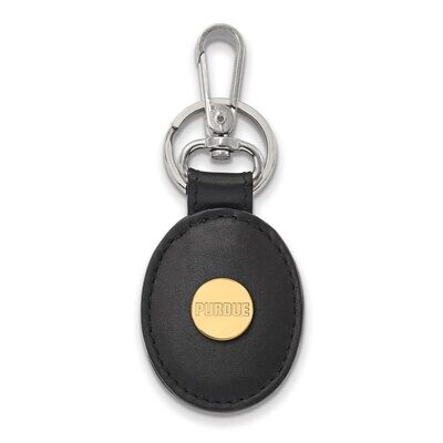 Purdue Black Leather Oval Key Chain Gold-plated Silver GP013PU-K1, MPN: GP013PU-K1, 886774916187