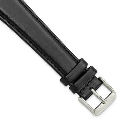 Gold-tone Long 20mm Black Oilskin Leather with Buckle Watch Band Silver-tone BA337L-20, MPN: BA337L…