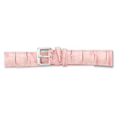 18mm Long Pink Crocodile Grain Chrono Watch Band Silver-tone Buckle BA101L-18, MPN: BA101L-18, 6022…