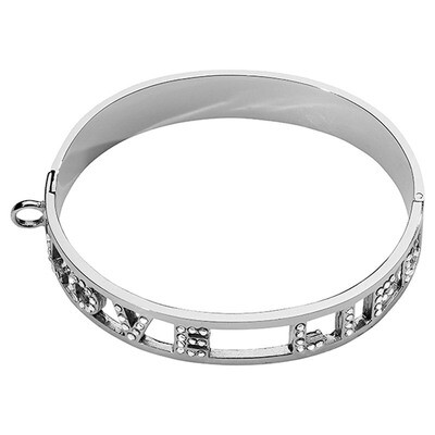 Nikki Lissoni Love Life Bangle with Swarovski Crystals of 1cm  Silver-Plated 21cm 8.2 inch B1119S21…