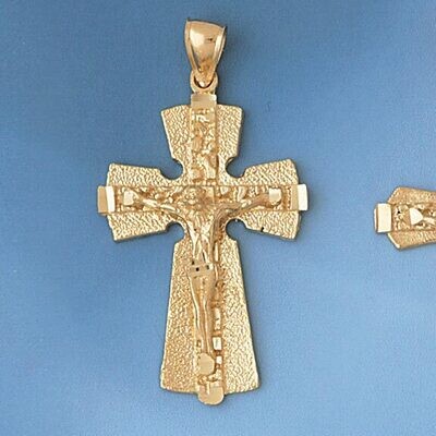 Dazzlers Jewelry Jesus Christ on Cross Pendant Necklace Charm Bracelet in Yellow, White or Rose Gol…