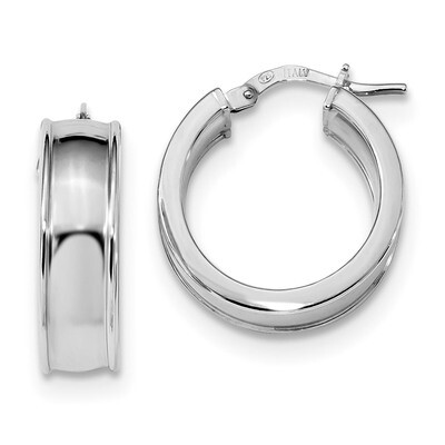 Beveled Edge Hoops Earrings Sterling Silver Rhodium-plated Polished QE13264, MPN: QE13264, 19110123…
