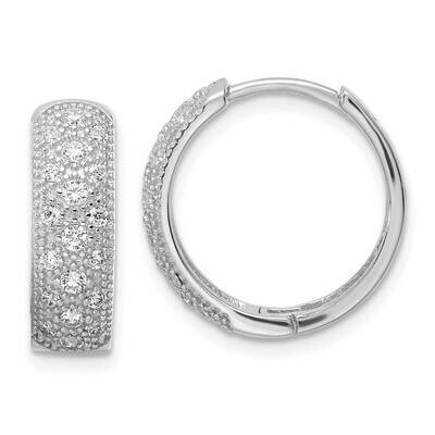 Rhodium-Plated CZ Diamond Hinged Hoop Earrings Sterling Silver Polished QE16315, MPN: QE16315, 1969…