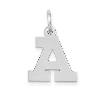Block Initial A Charm 10k White Gold Small 10YC665A, MPN: 10YC665A,
