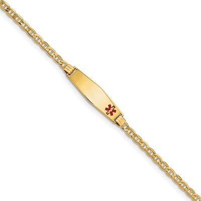 7 Inch Medical Soft Diamond Shape Red Enamel ID Bracelet 14k Gold XM558FC-7, MPN: XM558FC-7, 191101…