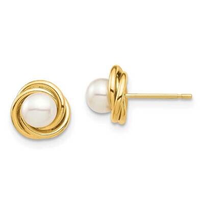 4-5mm White Button Freshwater Cultured Pearl Post Earrings 14k Gold SE2963 by Madi K, MPN: SE2963, …