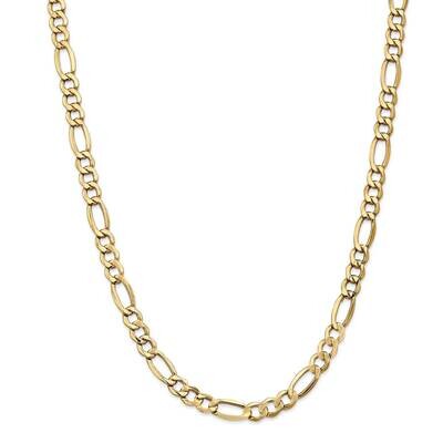 7.3mm Semi-Solid Figaro Chain 22 Inch 14k Gold BC97-22, MPN: BC97-22, 883957170794
