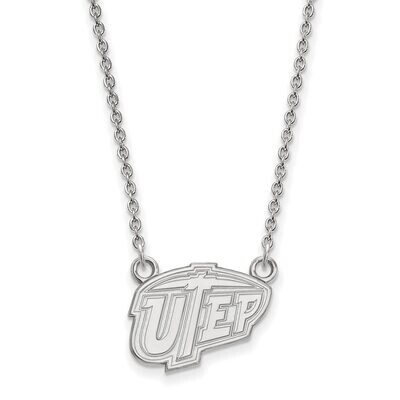 The University of Texas at El Paso Small Pendant with Chain Necklace 14k White Gold 4W008UTE-18, MP…