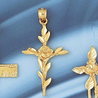 Dazzlers Jewelry Cross Pendant Necklace Charm Bracelet in Yellow, White or Rose Gold 8252, MPN: DZ-…